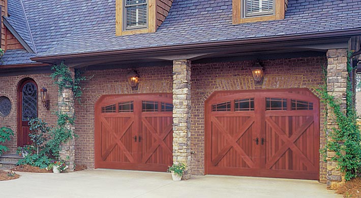Beautiful wood carriage style garage doors