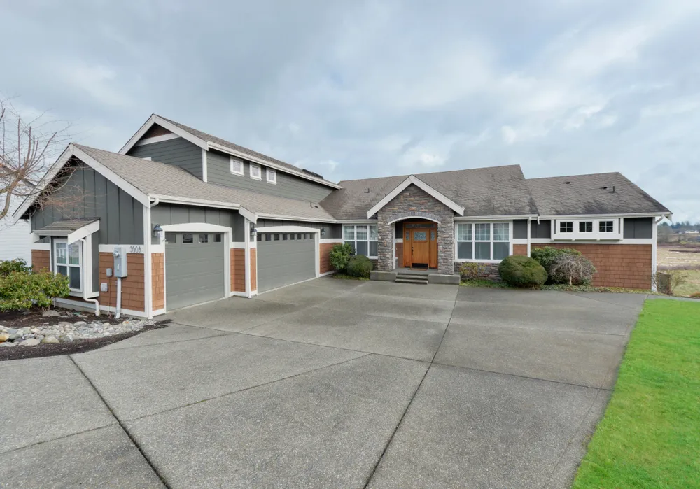 New construction home with three-car garage